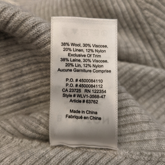 Aritzia Babaton Kitano Grey Boatneck Back-Wrap Ribbed Wool Blend Sweater Size S - Picture 15 of 15